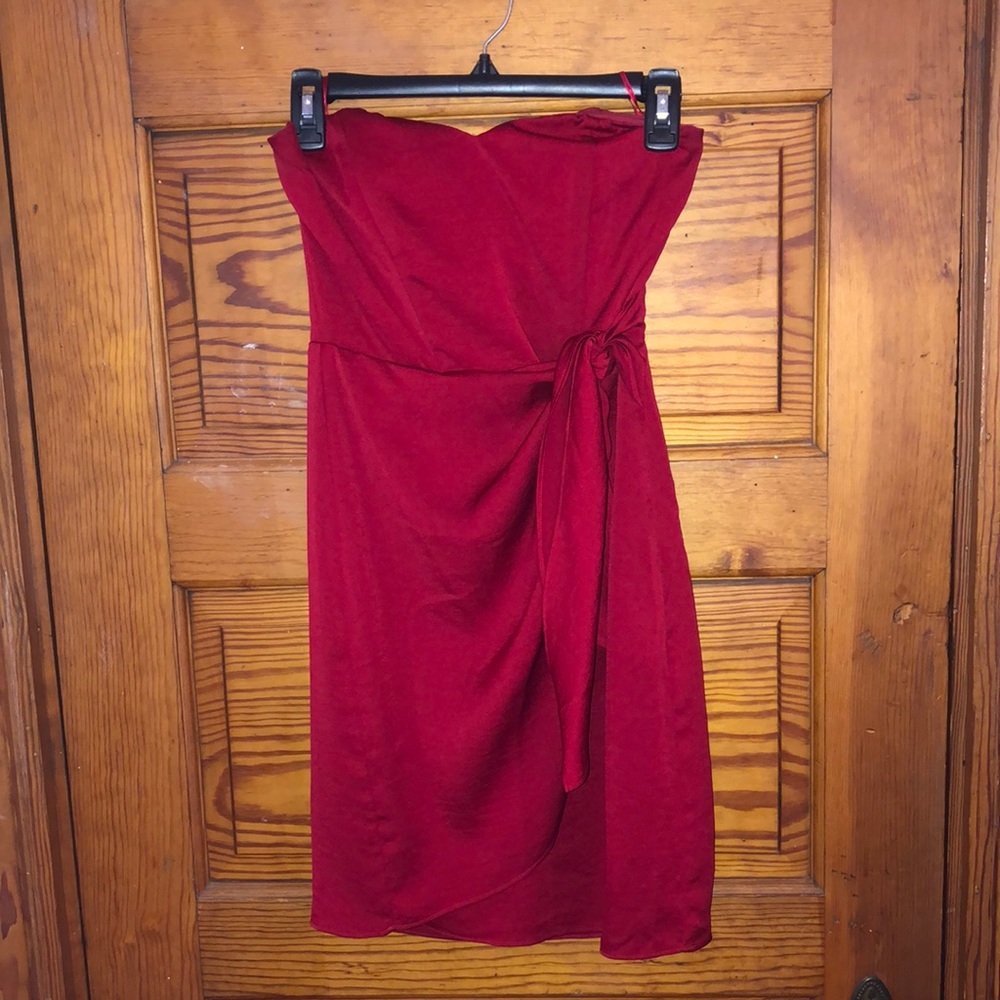 Strapless red dress
